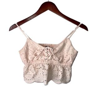 baby pink aerie spaghetti strap crop top C30